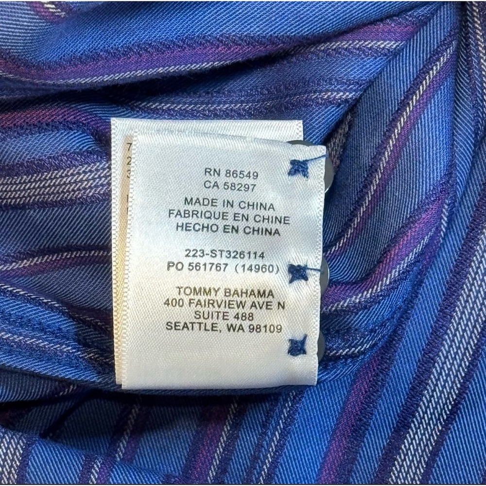 Tommy Bahama Blue Lazlo Francisco Striped Casual Dress Button Up Shirt Men's 2XL - Picture 7 of 10